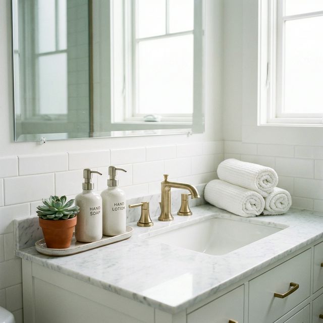 Bathroom vanity styling and organization