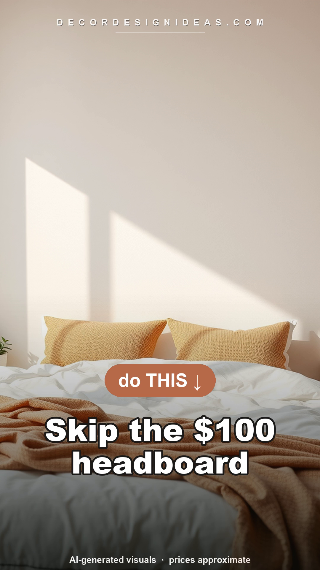 The finished faux arched headboard painted on the wall behind a made bed (AI-generated illustration).